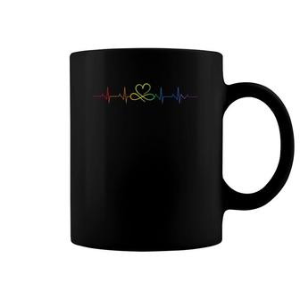 Rainbow Flag Lgbtq Heartbeat Gay Pride Month Lgbt Coffee Mug | Mazezy UK