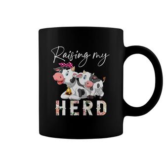 Raising My Herd Floral Cow Lover Happy Mother's Day Farmer Coffee Mug | Mazezy