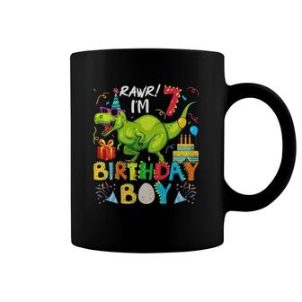 Rawr I'm 7Th Birthday Boy Dinosaurrex 7 Years Old Coffee Mug | Mazezy