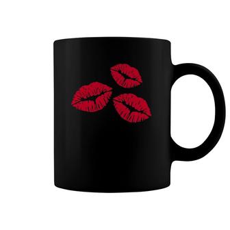 Red Kisses Lips Lipstick Gift Coffee Mug | Mazezy