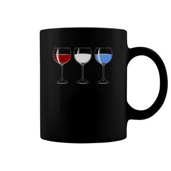 Red White Blue Wine Glasses American Flag 4Th Of July Coffee Mug | Mazezy