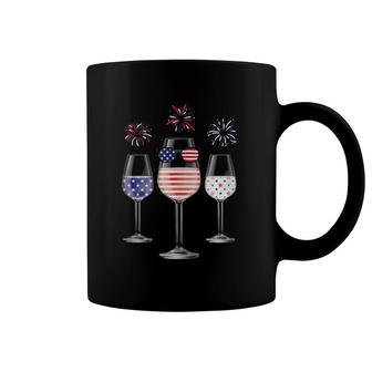 Red White Blue Wine Glasses American Flag Happy 4Th Of July Coffee Mug | Mazezy DE