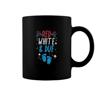 Red White Due Baby Shower 4th Of July Pregnancy Announcement Coffee Mug - Seseable