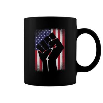 Resist Distressed Usa Flag - Raised Fist With American Flag Coffee Mug | Mazezy