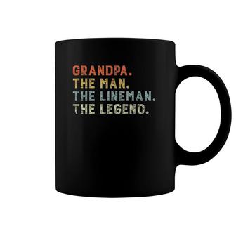 Retro Grandpa The Man Lineman Legend Father Day Lineman Gift Coffee Mug | Mazezy