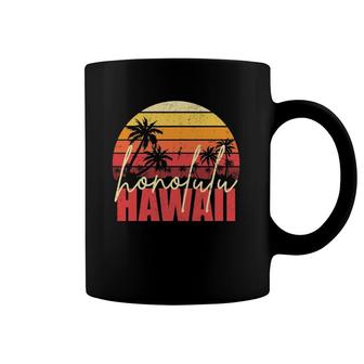 Retro Hawaiian Beach Palm Trees Summer Honolulu Hawaii Coffee Mug | Mazezy
