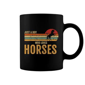 Retro Horseback Riding Just A Boy Who Loves Horses Coffee Mug | Mazezy