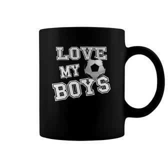 Retro I Love My Boys Soccer Gifts For Moms Futbol Soccer Mom Coffee Mug | Mazezy