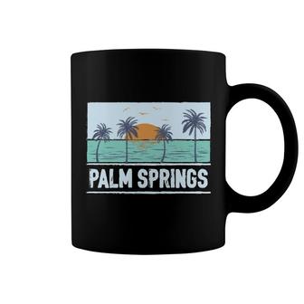 Retro Palm Springs California Tropical Sunset Beach Vacation Coffee Mug | Mazezy