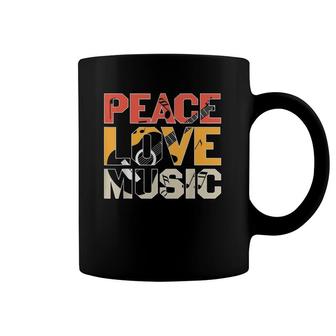 Retro Peace Love Music Guitar Lover Coffee Mug | Mazezy