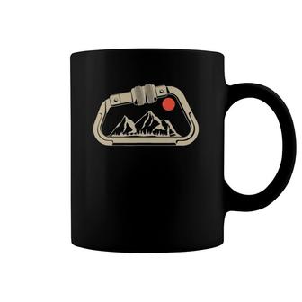 Retro Rock Climbing Bouldering Mountain Carabiner Clip Tee Coffee Mug | Mazezy