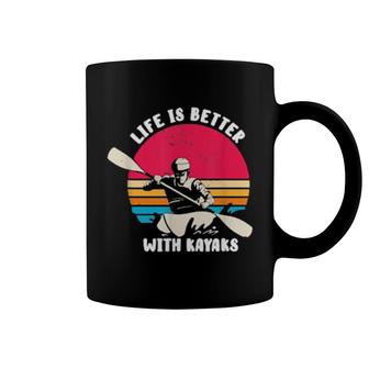 Retro Sunset Life Is Better With Kayak Coffee Mug | Mazezy