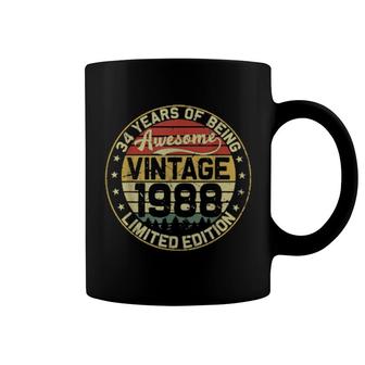 Retro Vintage 1988 34Th Birthday Decorations 34 Years Old Coffee Mug | Mazezy