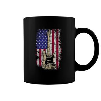 Retro Vintage American Flag Guitar 4Th Of July Coffee Mug | Mazezy