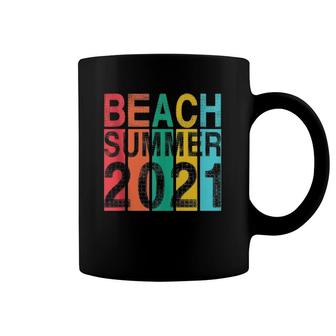 Retro Vintage Beach Vacation Summer 2021 Sunset Stripe Wear Coffee Mug | Mazezy