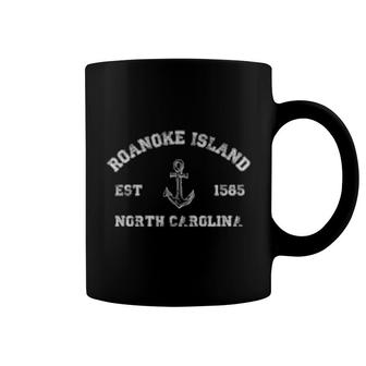 Roanoke Island, North Carolina Vintage Nautical Anchor Retro Coffee Mug | Mazezy