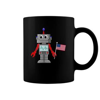 Robot With American Flag Boys 4-12 For 4Th Of July Coffee Mug | Mazezy