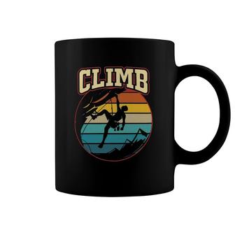 Rock Climbing Retro Vintage Sunset Climber Climb Coffee Mug | Mazezy