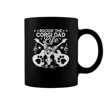 Rockin' The Corgi Dad Life Dog Lover Guitar Musician Coffee Mug | Mazezy