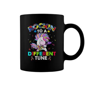 Rockin To A Different Tune Unicorn Autism Awareness Kids Coffee Mug - Seseable