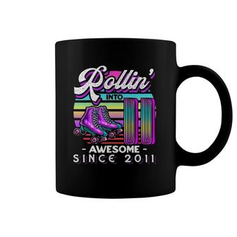 Rollin' Into 11 Awesome 2011 Roller Skating 11Th Birthday Coffee Mug | Mazezy