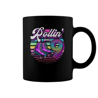 Rollin' Into 9 Roller Skating Rink 9Th Birthday Party Girls Coffee Mug | Mazezy