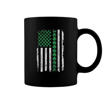 Saint Patty's Day Irish St Patrick's Day Shamrock American Flag Coffee Mug | Mazezy