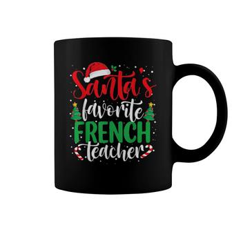 Santa's Favorite French Teacher Christmas Santa Hat Coffee Mug | Mazezy