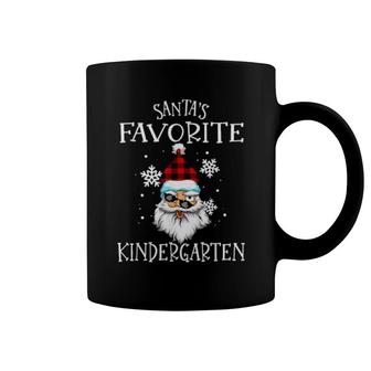 Santa's Favorite Kindergarten Teacher Christmas Coffee Mug | Mazezy