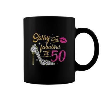 Sassy And Fabulous At 50 Years Old 50th Birthday Shoes Lips Gift Coffee Mug - Seseable