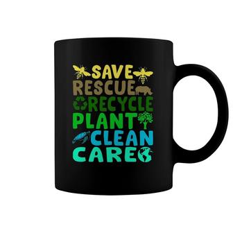 Save Bees Rescue Animals Recycle Plastic Earth Day Planet Coffee Mug | Mazezy