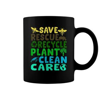 Save Bees Rescue Animals Recycle Plastic Earth Day Planet Coffee Mug - Seseable