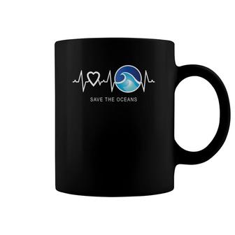 Save The Oceans Heartbeat Love Mother Earth Day Novelty Coffee Mug | Mazezy