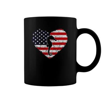 Seahorse Vintage American Flag Love Heart Coffee Mug | Mazezy