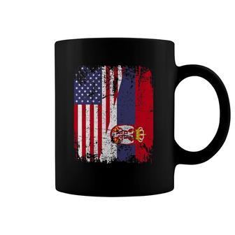 Serbian Roots Half American Flag Usa Serbia Flag Coffee Mug | Mazezy