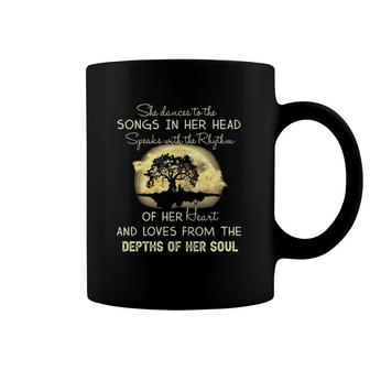 She Dances To The Songs In Her Head Speaks With The Rhythm Of Her Heart Coffee Mug | Mazezy
