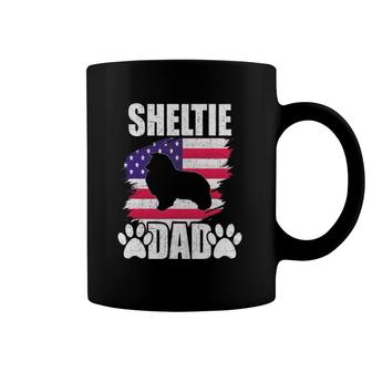 Sheltie Dad Dog Lover American Us Flag Coffee Mug | Mazezy