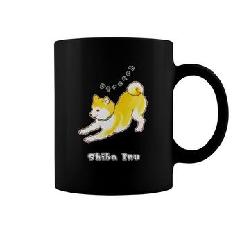 Shiba Inu Dog Having A Good Stretch Pixel Art Coffee Mug | Mazezy