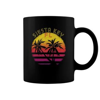 Siesta Key Florida Vintage Sunset Colors Palm Trees Coffee Mug | Mazezy