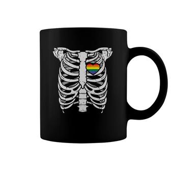 Skeleton Xray Ribs Halloween Heart Lgbtq Gay Pride Ally Coffee Mug | Mazezy UK