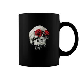 Skull And Red Rose Classic Coffee Mug | Mazezy