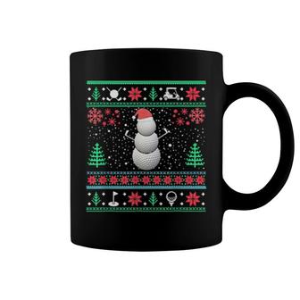 Snowmen Made By Golf Ball Golfing Ugly Christmas Coffee Mug | Mazezy