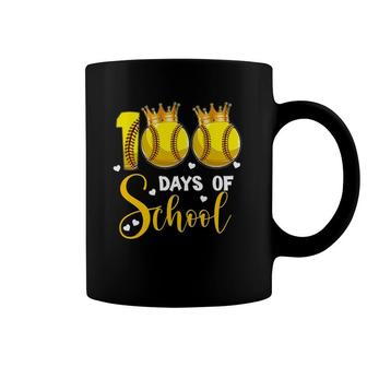 Softball 100 Days Of School Happy 100Th Day Coffee Mug | Mazezy