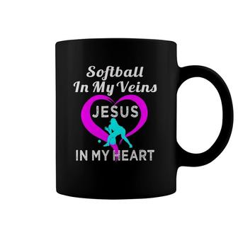 Softball In My Veins Jesus In My Heart Gift Coffee Mug | Mazezy