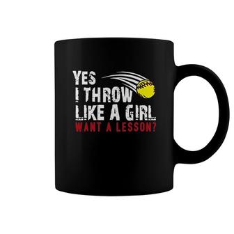 Softball Yes I Throw Like A Girl Coffee Mug | Mazezy