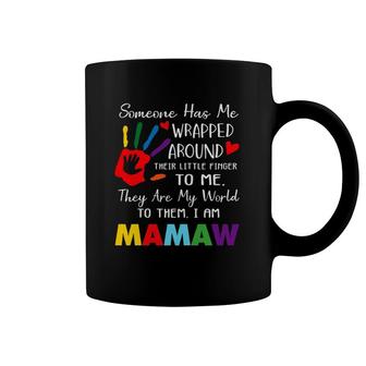 Someone Has Me Wrapped Arround Their Little Finger To Me Mamaw Grandma Colors Hand Coffee Mug | Mazezy