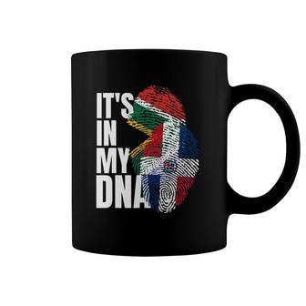 South African And Dominican Mix Dna Flag Heritage Coffee Mug | Mazezy