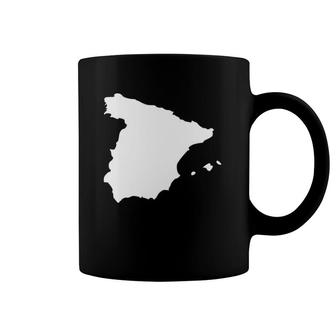 Spain Map White Print Kingdom Of Spain Coffee Mug | Mazezy
