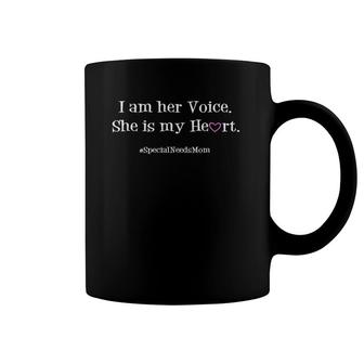 Special Needs Mom Tee Girl I Am Her Voice She Is My Heart Coffee Mug | Mazezy