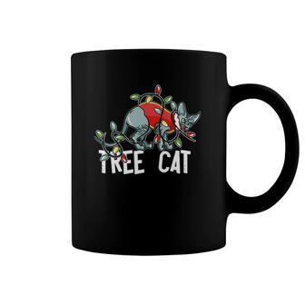 Sphynx Cat - Christmas Lights Tree Cat Coffee Mug | Mazezy